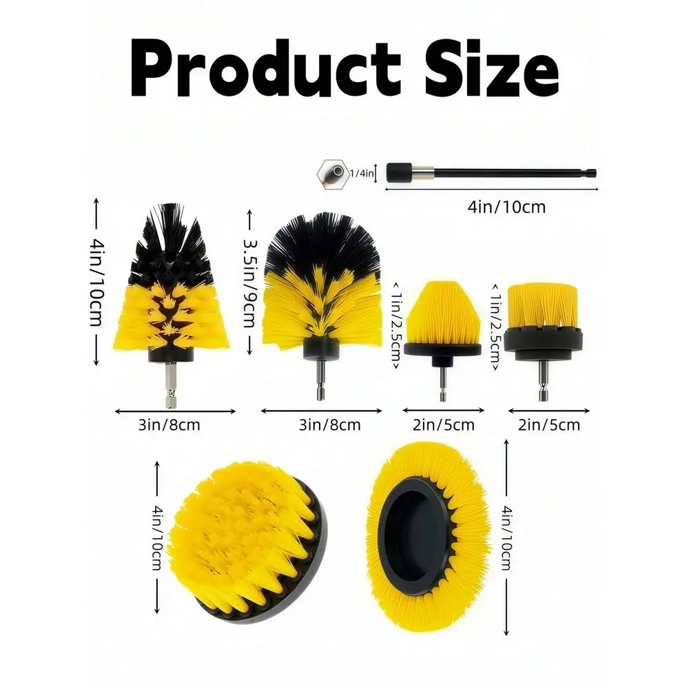 Pcs Drill Brush Attachment Set, Power Cleaning Scrub Brush Kit With Extend Long Attachment, All Purpose Drill Scrub Brushes For