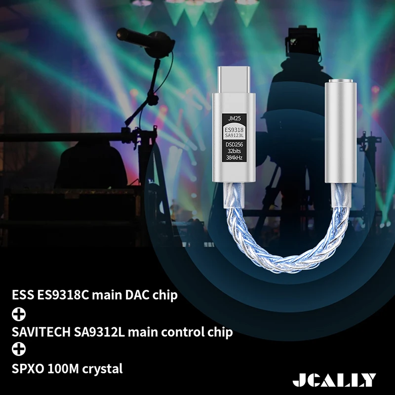 JCALLY JM25 Type-C إلى 3.5 مللي متر 8 Core DAC ES9318C الصوت الرقمي المحمولة فك أمبير Hifi DAC المحمول سماعة محول DSD256