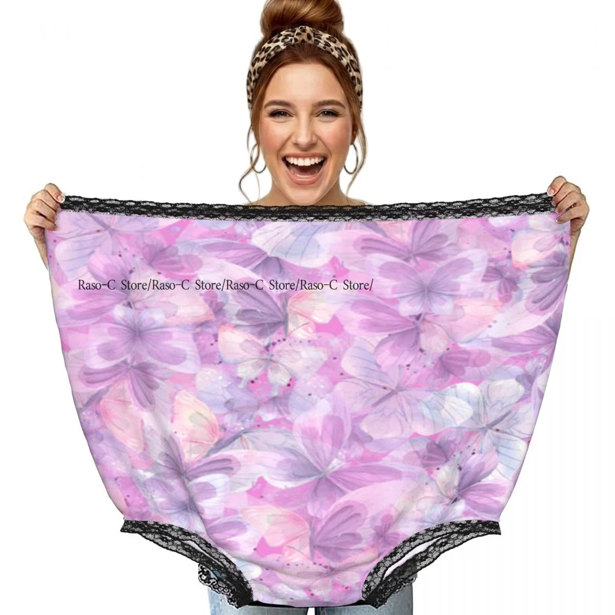 Funny Gag Granny Underwear Lilac Butterflies Pattern Surprise Gift