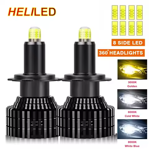 360&deg; 8 Sides LED H7 Car Headlight Bulb 26000LM 100W D1S D2S D4S H1 H3 H11 H8 HB3 9005 HB4 9006 9012 CSP Led Auto Lamp 6000K 12V