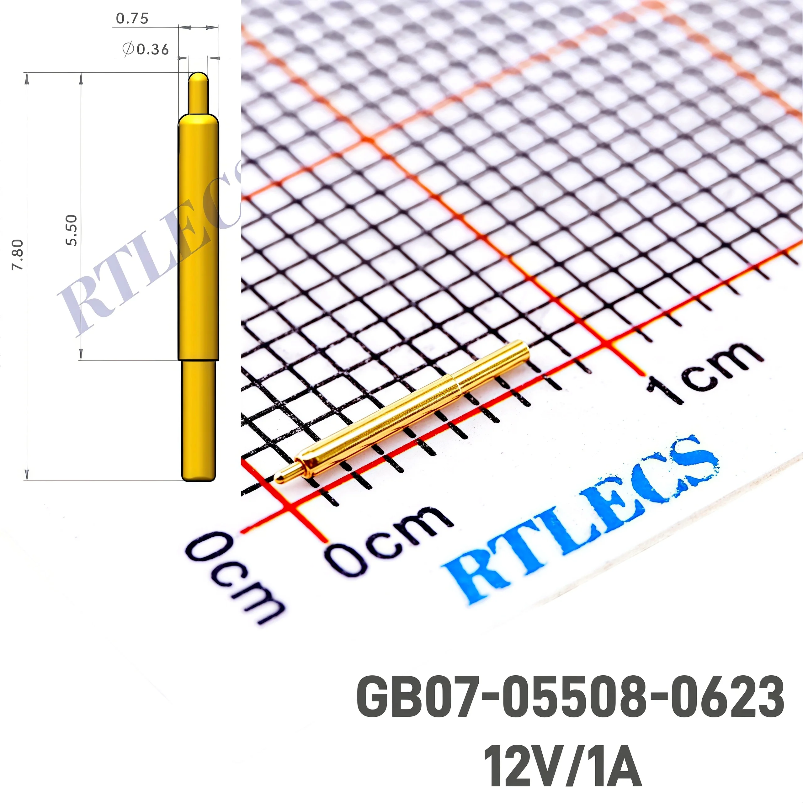 2/5/20 PCS Pogo Pin Connectors Outer Diameter 0.6 0.75 0.8 0.9 1.0 1.1mm 1A 2A 3A Spring Loaded Discrete Pogopin Gold Plated 3u" view 4