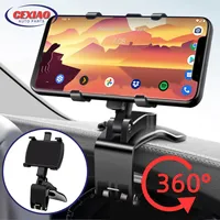 Car Phone Holder ABS Mobile Phone Sun Visor Holder Auto Rear View Mirror Phone Support 360 Degree Rotation Accessories