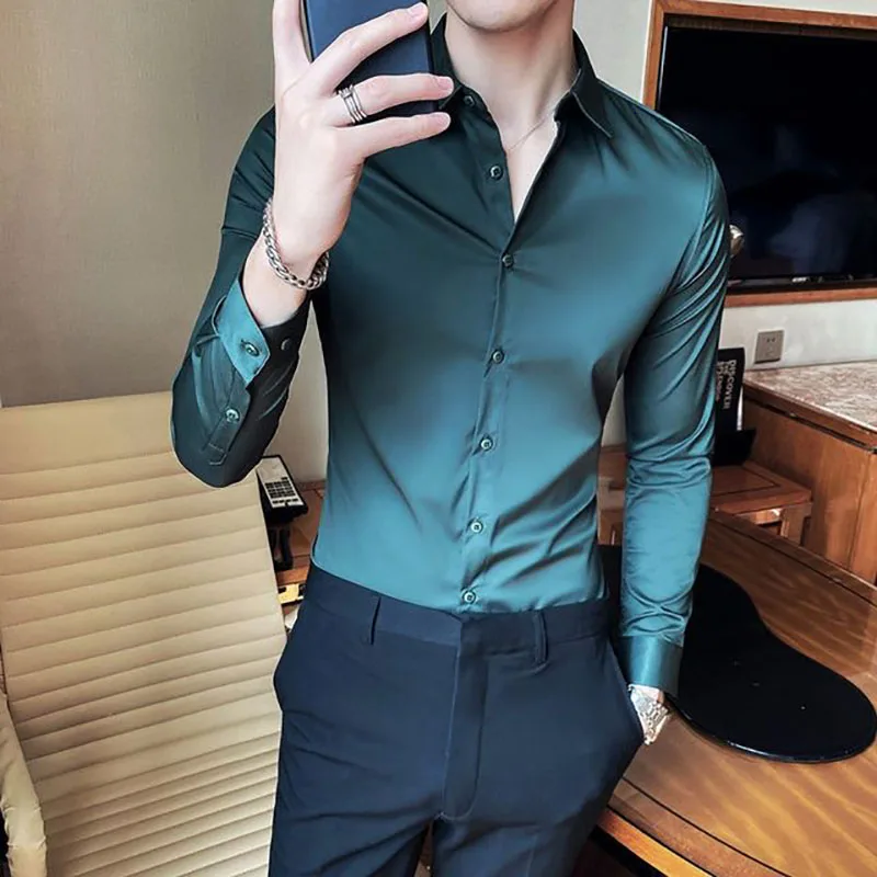 

Fashion Lapel Solid Color All-match Business Shirt Men's Clothing 2023 Spring Autumn New Casual Tops Loose Korean Shirts