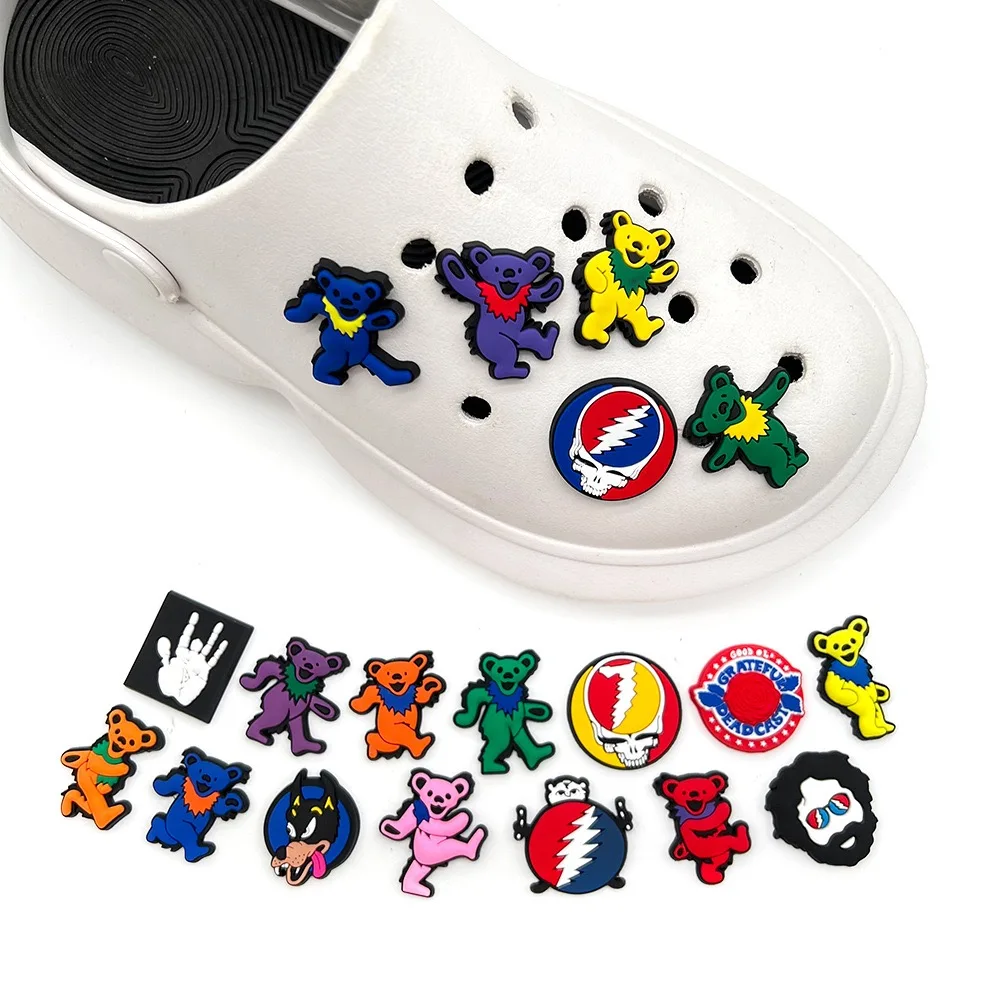 19Pcs Grateful Band Series Shoe Charms For Slides Clog Sandals Shoes Decorations Accessories Buckle For Friend Party Gifts