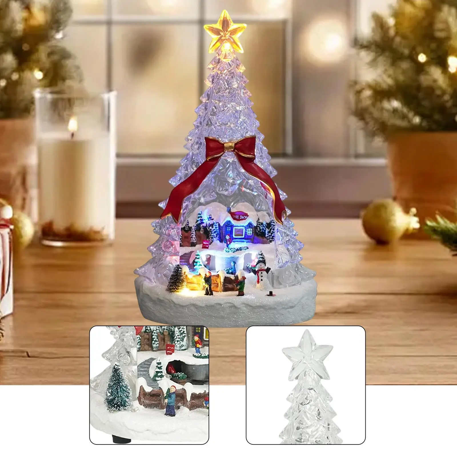 مضاءة شجرة عيد الميلاد تمثال صندوق موسيقي ضوء الليل لمهرجان الحفلات