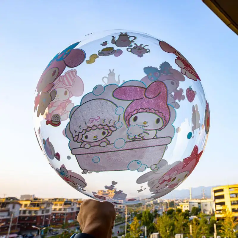 5 pz 24 pollici Sanrio cuore circolare Double Sided trasparente Wave Ball Outdoor Public Square Balloon decorazione di compleanno per bambini