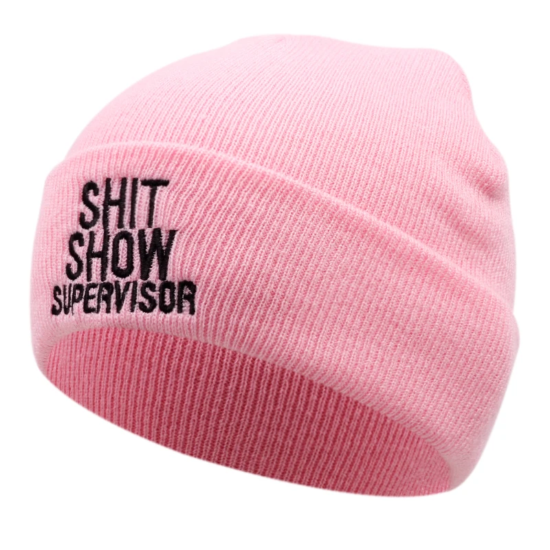 SHIT SHOW SUPERVISOR Winter keep warm fashion Beanie hat embroidered women men knitted hat outdoor hat