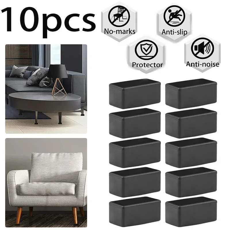 

4/10pcs Rectangular Chair Leg Caps Silicone Non-Slip Feet Covers Table Chair Leg End Caps Covers Floor Protectors