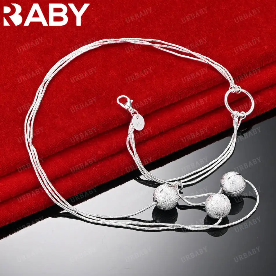 

URBABY 925 Sterling Silver 45cm Three Balls Necklace For Women Charm Trend Birthday Gifts Fashion Party Fine Jewelry