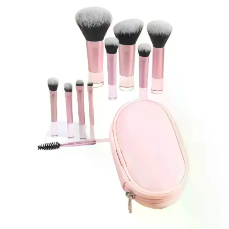 10pcs Multicolor Short Handle Portable Makeup Brush Set With Storage Bag Travel