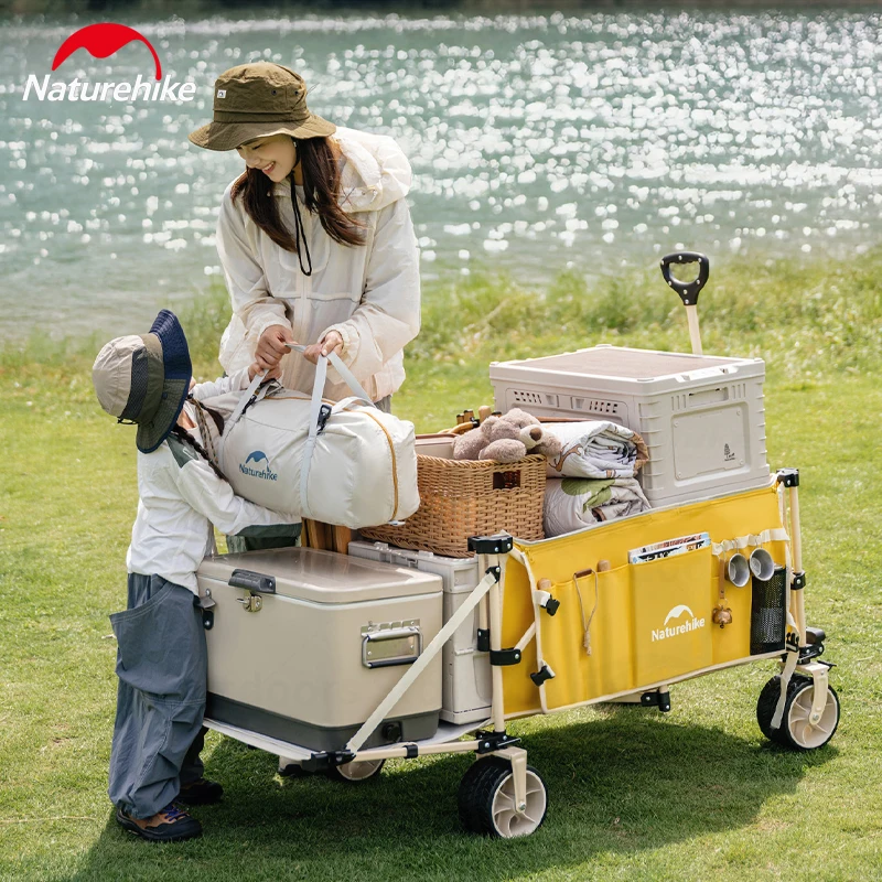 

Naturehike Extra Long Extender Folding Cart Camping Trolley Foldable Wagon Cart Large Capacity Picnic Trolley Adjustable Handle