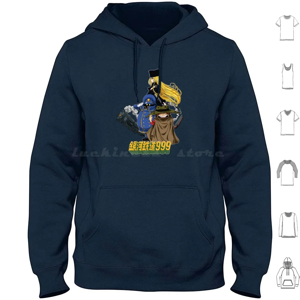 Sweat à capuche en coton à manches longues 999 Galaxy Express, dessin animé, bande dessinée, vintage, rétro, Captain Harlock, Skull Libertà, Space Train