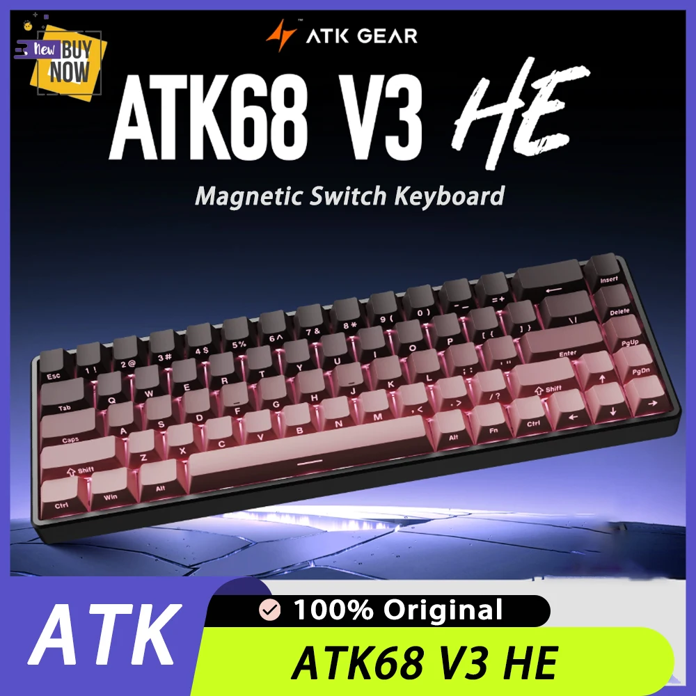 ATK68 V3 سبائك الألومنيوم الرياضة الإلكترونية المغناطيسي السلكية لوحة المفاتيح الميكانيكية 8000 هرتز رقائق عالية الأداء 0.08 مللي ثانية الكمون المنخفض للغاية RGB