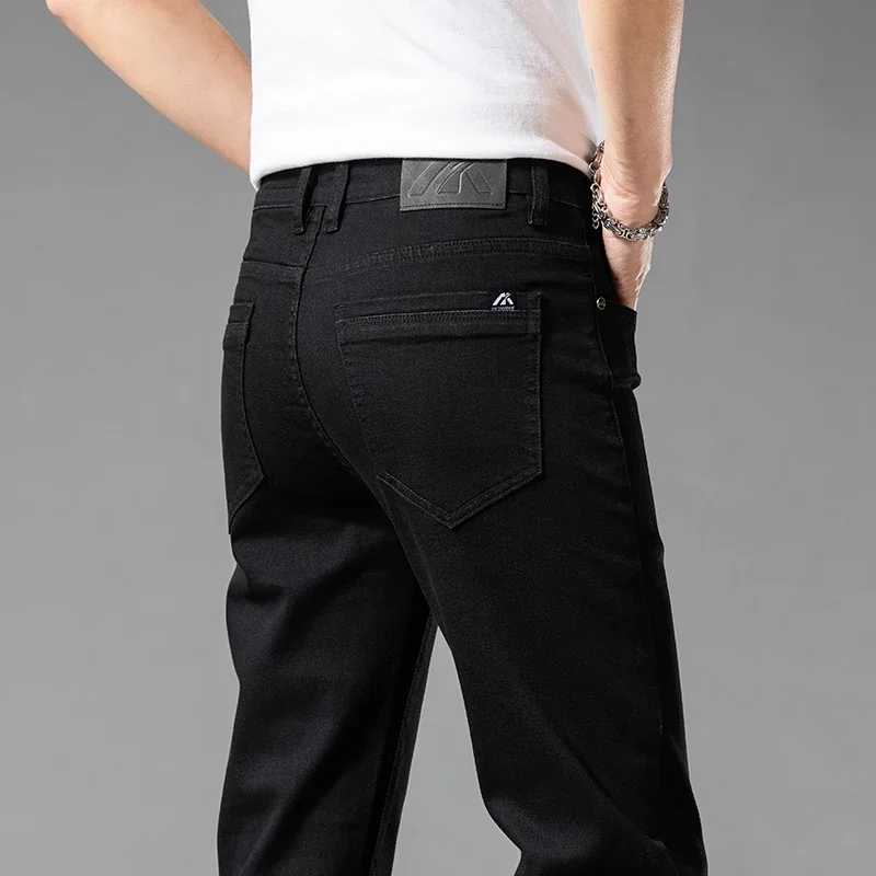 Classic Style Autumn Men's Slim Fit White Jeans High Quality Business Fashion Cotton Stretch Denim Pants Brand Trousers