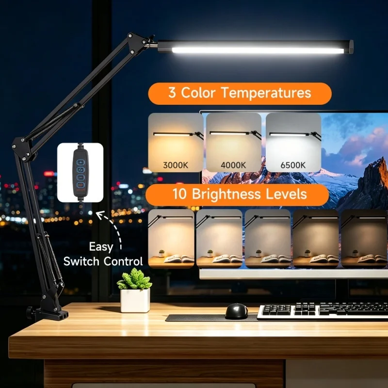 3 colors LED Desk Lamp 360 angle adjustment with dimming remote control Folding Reading Desk Lamp eye protection Study room