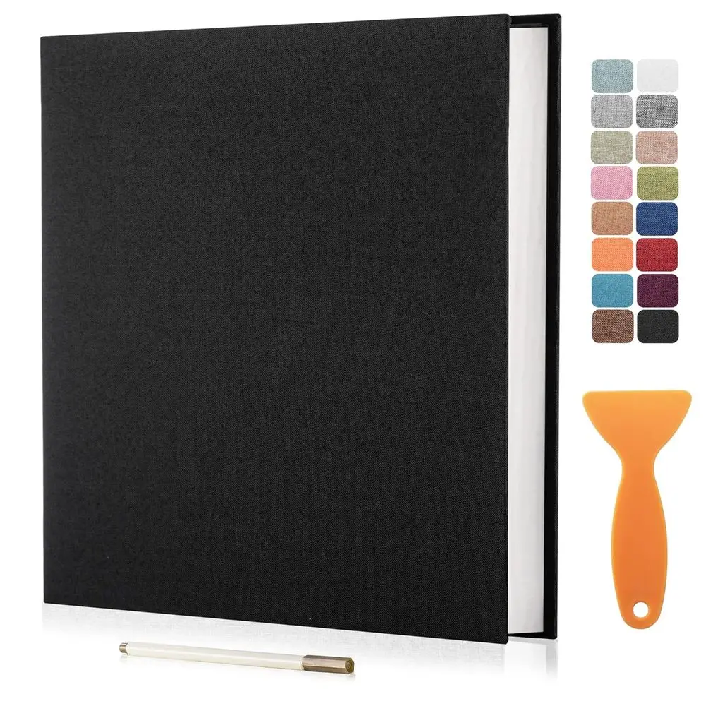 DIY Scrapbook Album with Magnetic Linen Cover for 4x6, 5x7, 8x10 Photos - 40 Pages, Perfect for Family and Wedding Gifts