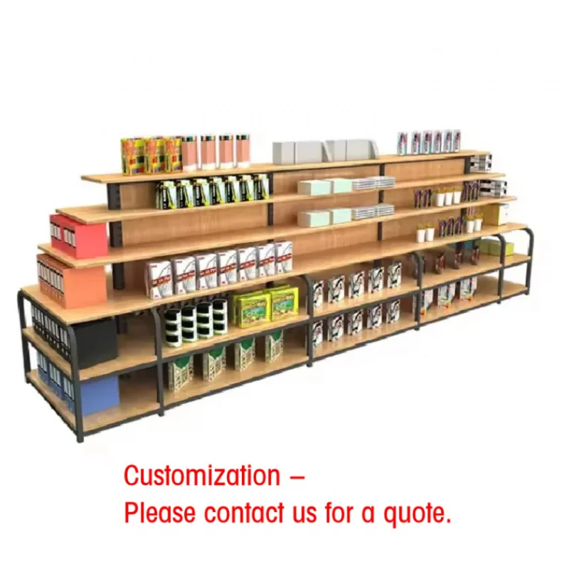 

custom.Shop Design Customizable Supermarket Shelf Wooden Display Shelves Gondola Rack