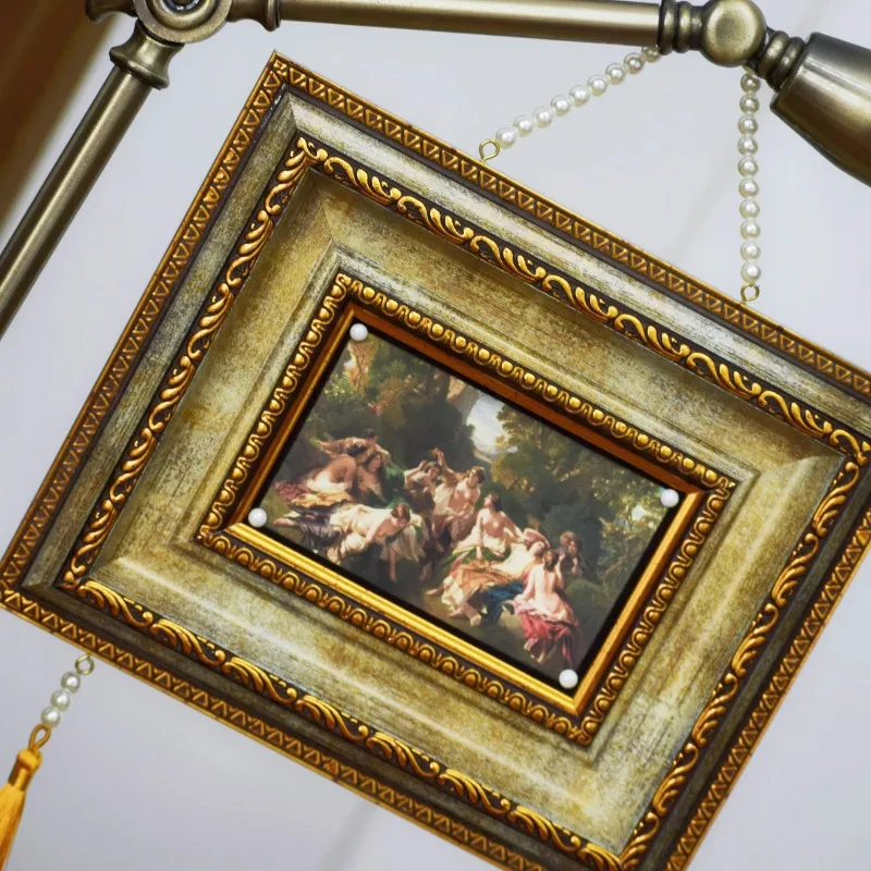 Vintage European Luxury Wall Decor Pearl Chain Hanging Painting Living Room Elegant Tassel Pearl Hanging Painting Home Decor