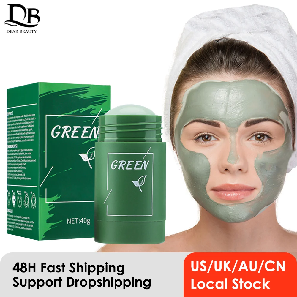 Green Tea Mask Stick Blackhead Remover Clay Face Mask Oil Control Acne Remover Pore Cleansing Purifying Detoxifying Skin Care