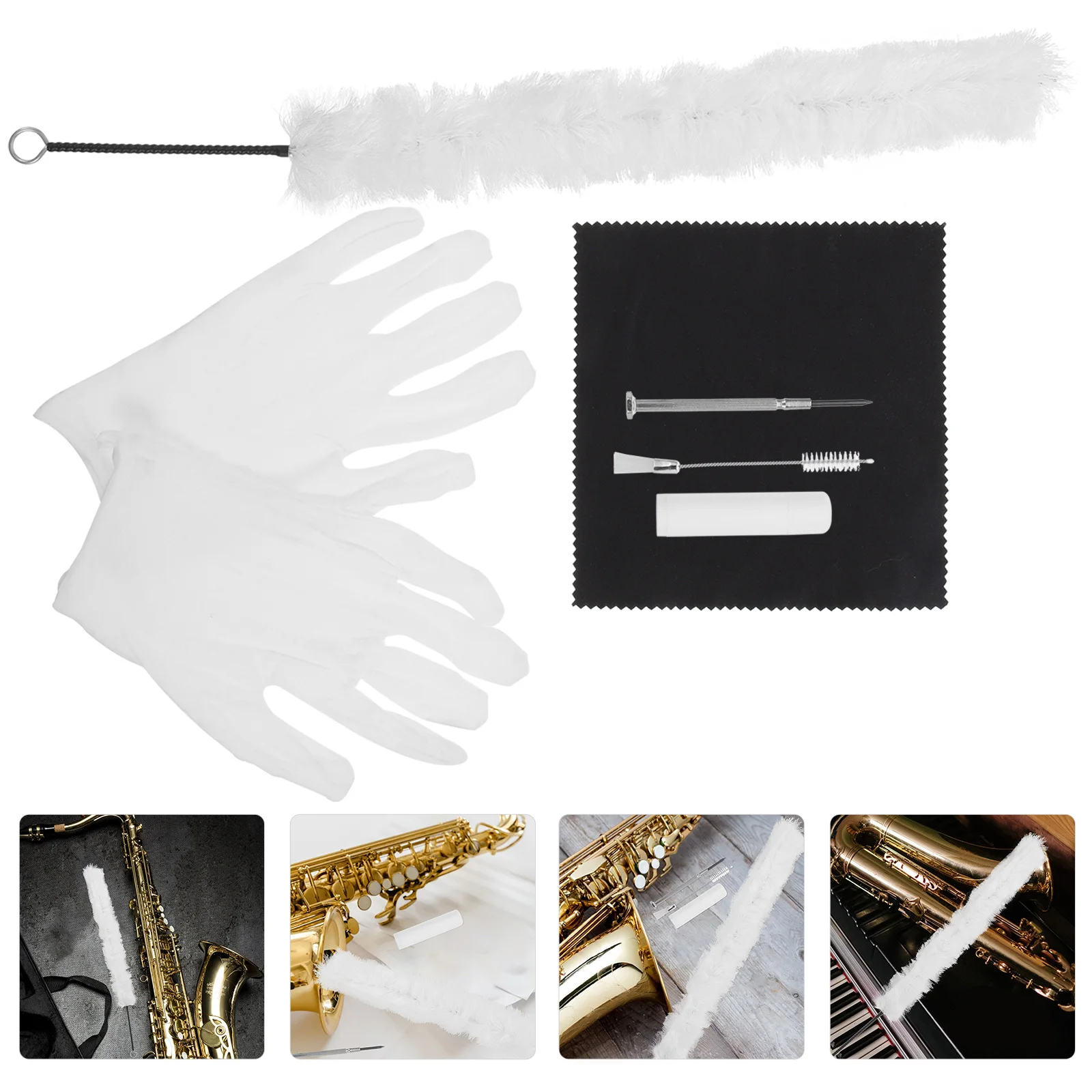 

Swab Cleaning Cloth Tools Brushes for Musical Instruments Trumpet Saxophone Kit