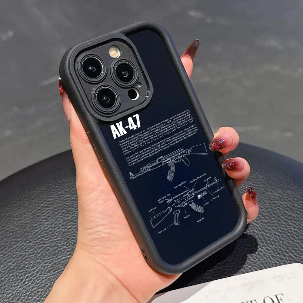 Funda Estética para Teléfono Móvil con Diseño de AK47 para iPhone 17 16 15 14 13 12 11 Air Pro Max Plus, Cubierta Gruesa de TPU Colorida, Fundas de Lujo para Celulares