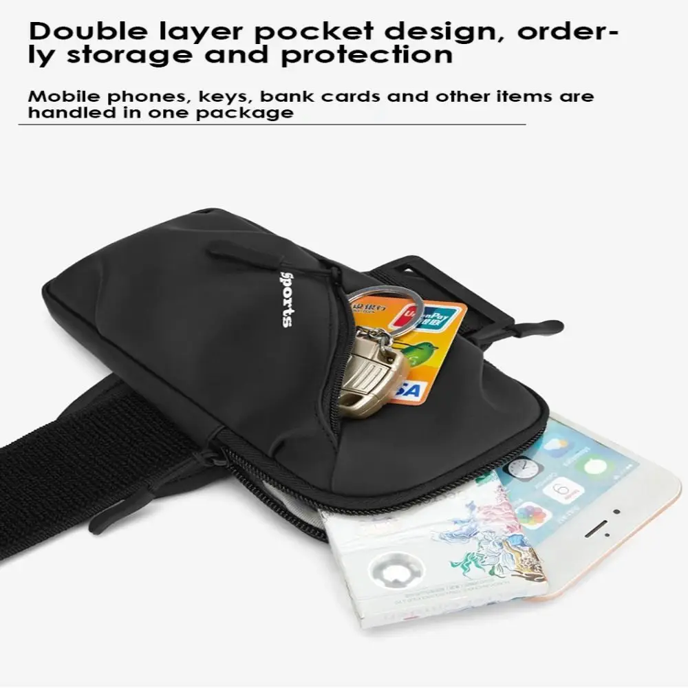 Estuche para tarjeta de teléfono móvil, bolsa de brazo para correr, de doble capa bolso de hombro, bolso de muñeca para teléfono móvil, bolso de brazo para teléfono móvil