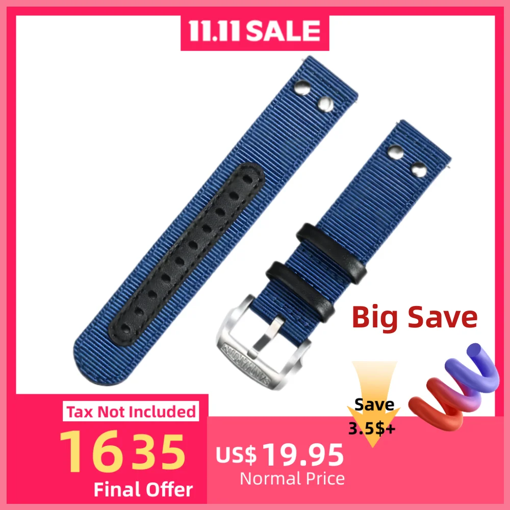 

San Martin Watch Straps 20mm 22mm Watchband Fashion Rivet Stitching Quick Release Spring Bar Self Made Premium Pin Buckle BD0003