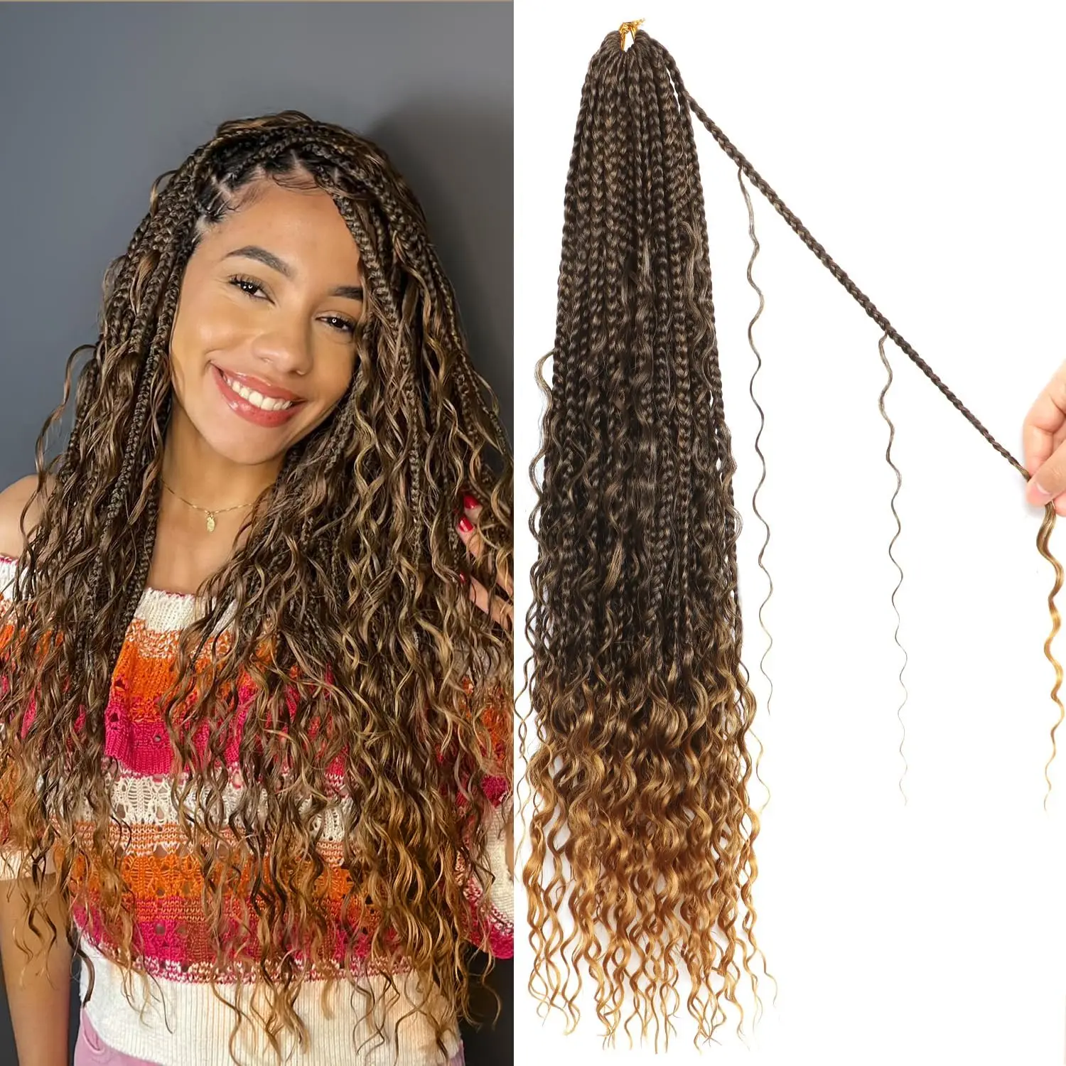 

Curly Crochet Hair 24 Inch Deep Wave Braiding hair Extensions Soft Synthetic Goddess Twist Crochet Hair for Women Use pack of 8