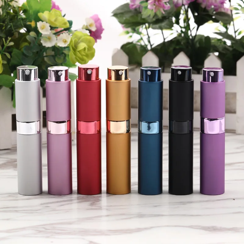 10ml Rotary Perfume Spray Bottles Refillable Three Section Retractable Chewing Atomizer Glass Empty Spray Bottle for Travel