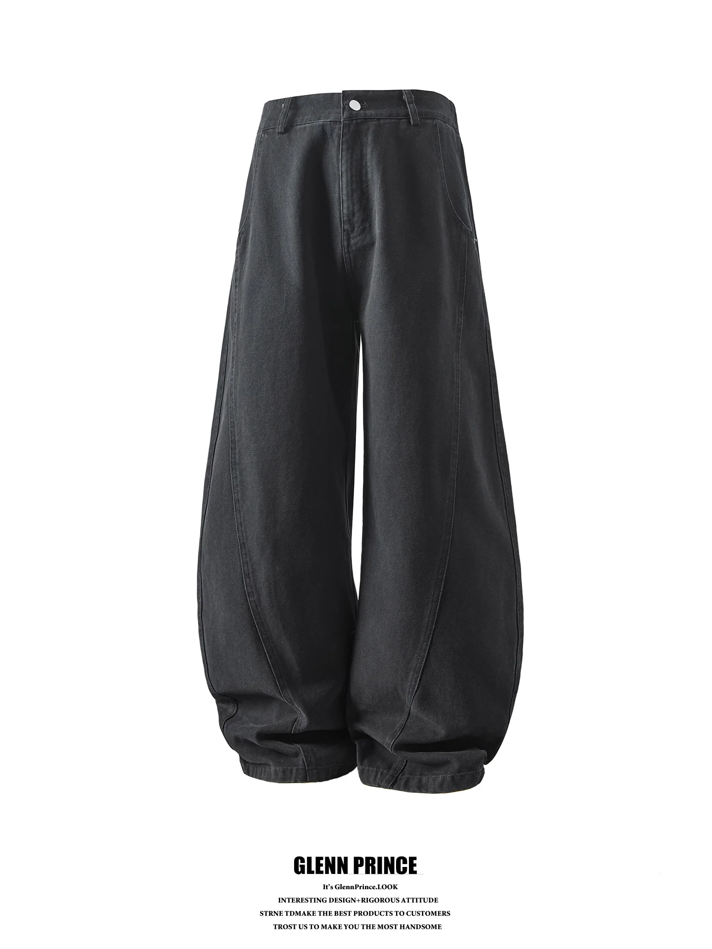 American Style Casual Loose Men's Work Pants Baggy Wide Leg Pants Splicing Design Knife Angle Pattern Breathable Wear Resistant