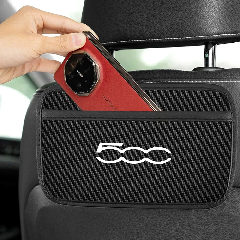 Car Organizers Pocket Bags Multifunction Carbon fiber Car Storage Box Collecting Bag For Fiat 500 500L Bravo panda punto Tipo