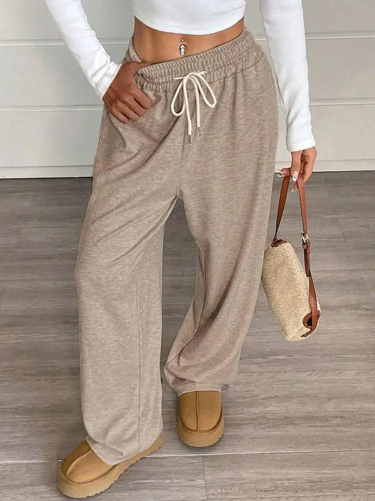 

Loose Wide Leg Casual Pants Pure Color Women's Autumn Winter Faion Slimming Trousers Comfortable Commute Long Pants