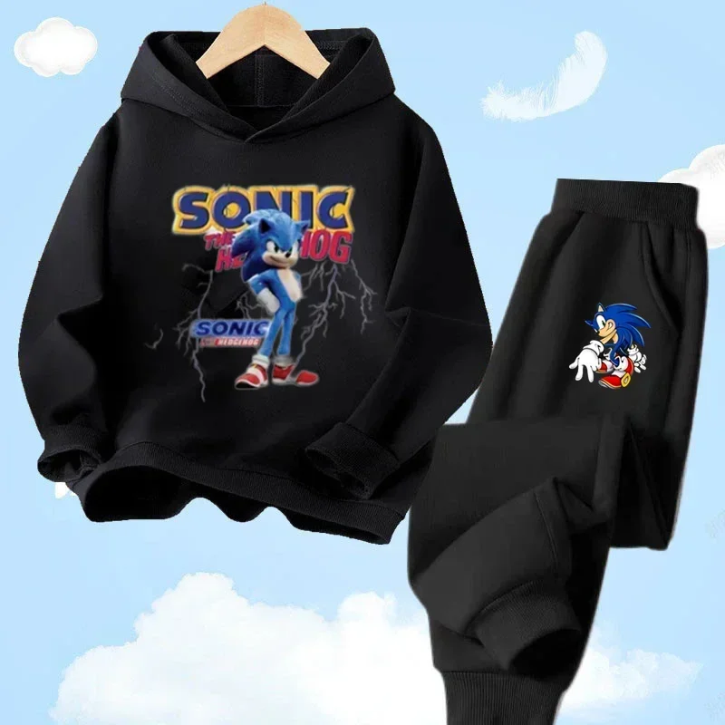 Sonic Tops Hoodie set  Baby Clothes 2 to 12 Year Boy Outerwear 2024 Spring Sweatshirt for Children Girl Clothing Mother Kids