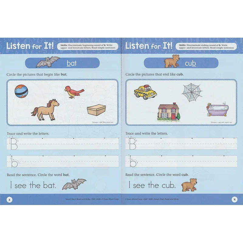 Evan-Moor Smart Start قراءة وكتابة المصنف، الصف K، العمر 4 5 6 7، الكتاب الإنجليزي 9781629389820 #4