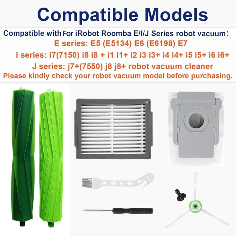 Accessories For Irobot Roomba E/I/J Series Robot Vacuum, Replacement Parts Main Brush, Side Brush, Filter, Dust Bags