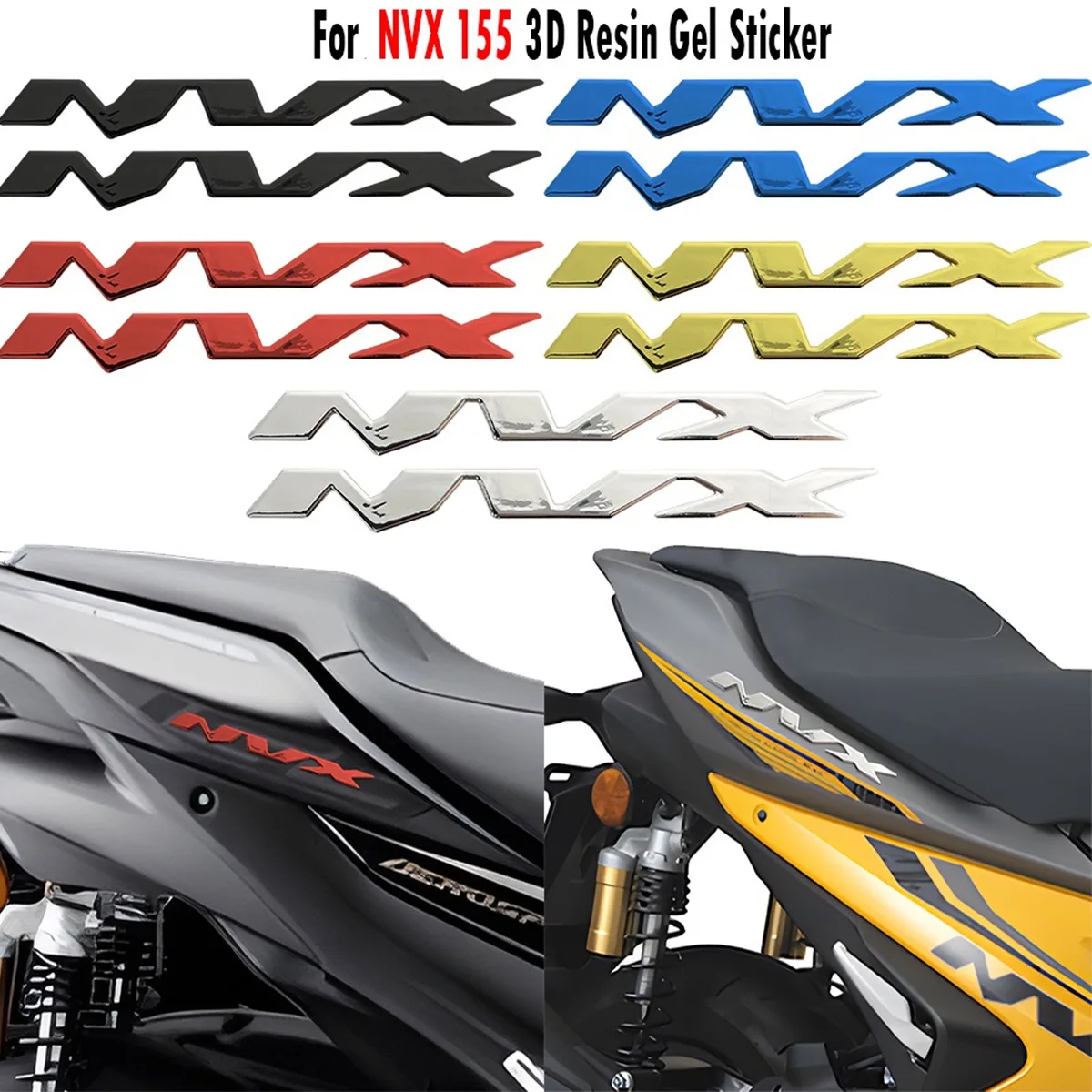 For YAMAHA NVX 155 NVX155 Logo Emblem 3D Stereoscopic Gel Stickers Motorcycle Motor Bike Scooter Side Body Decal Accessories