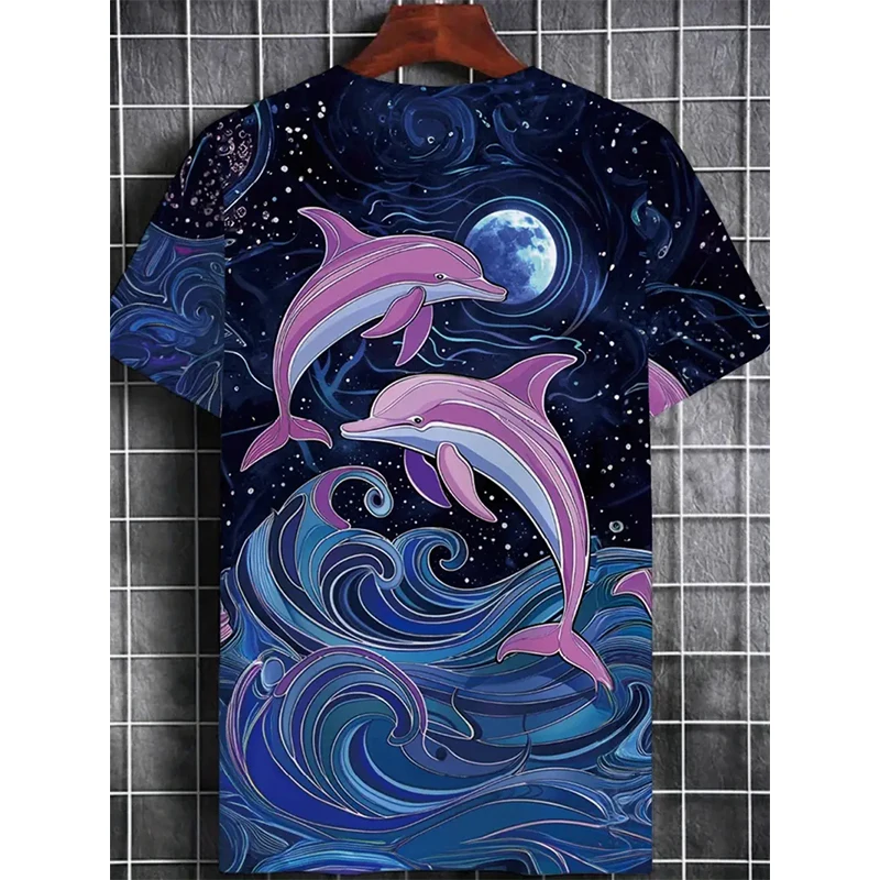 

Новинка 2025 года, футболка с рисунком дельфина, мужские и женские футболки с 3D принтом животных, летние повседневные футболки большого размера с короткими рукавами, топ в стиле Харадзюку