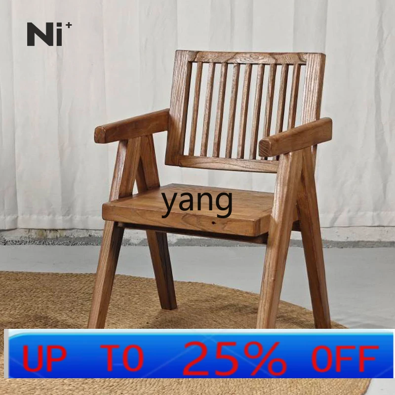 

LMM medieval homestay courtyard solid wood leisure chair restaurant armchair