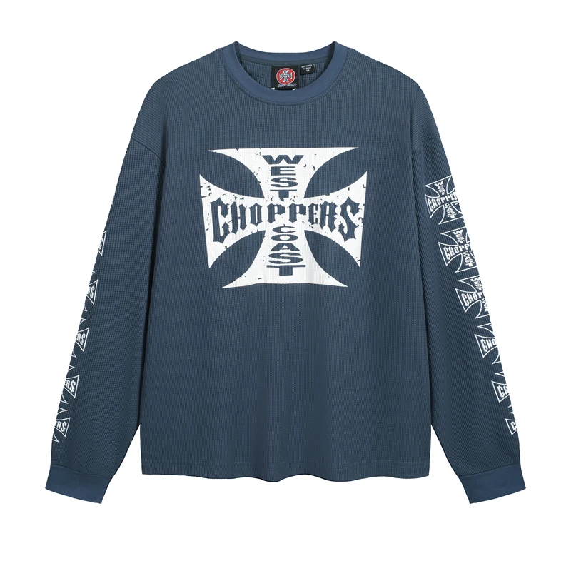 تي شيرت بأكمام طويلة بتصميم وافل لفرقة ويست كوست تشوبرز، للرجال والنساء، طراز قديم، سريع الجفاف، مريح، متوفر باللون الأسود والرمادي والأزرق، قميص فضفاض