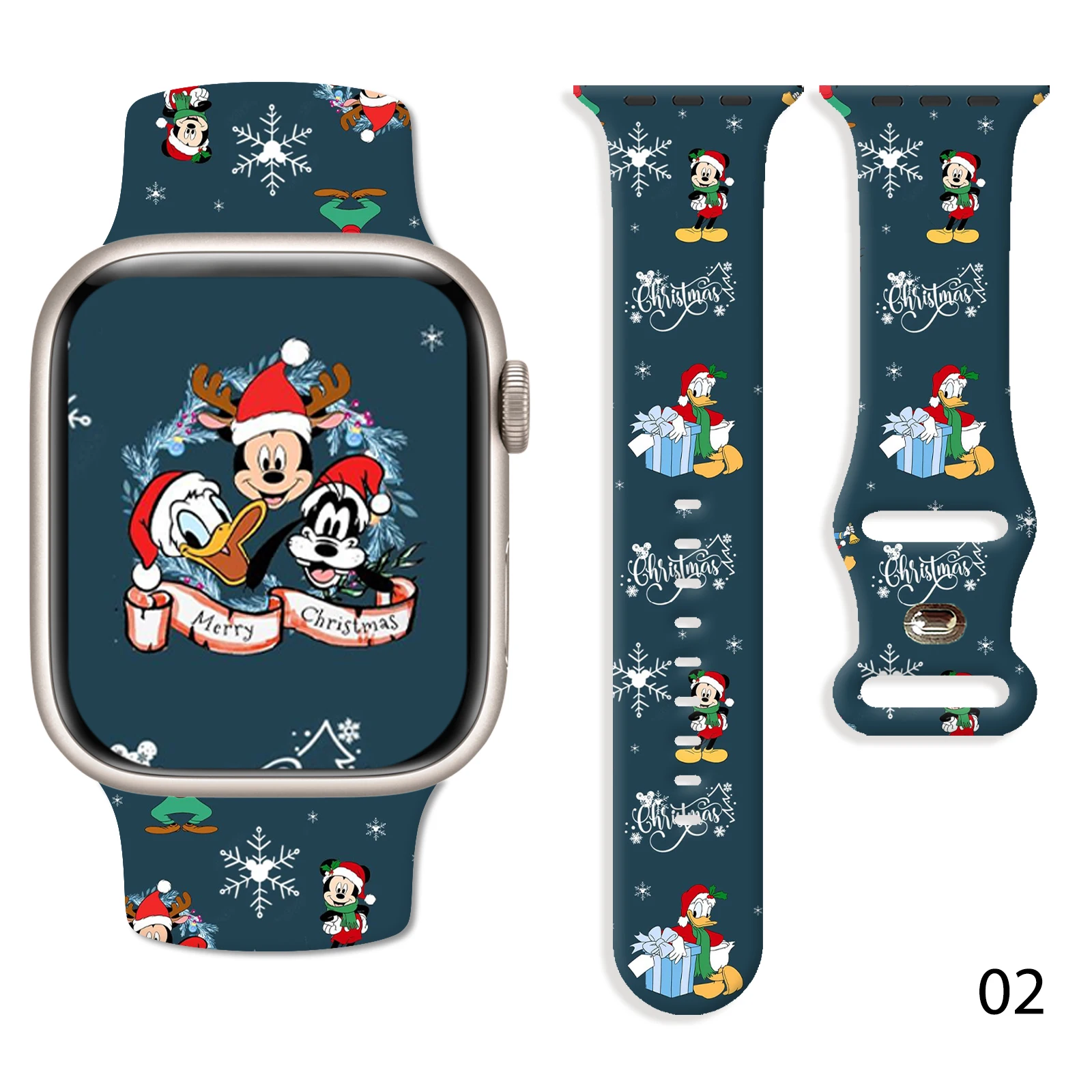 

Disney Christmas Mickey Mouse Clubhouse Strap for Apple Watch 11 10 9 Silicone Band Replaceable Bracelet for iWatch 46/44/42mm