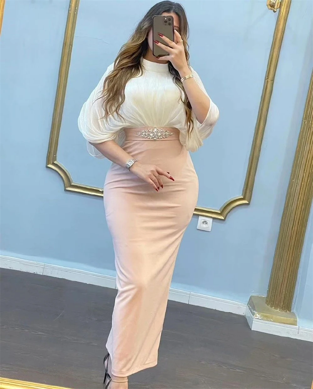 Customized  High Quality Sexy  Collar Mermaid Beading S Formal Occasion Gown vestido blanco vestidos para mujer gala