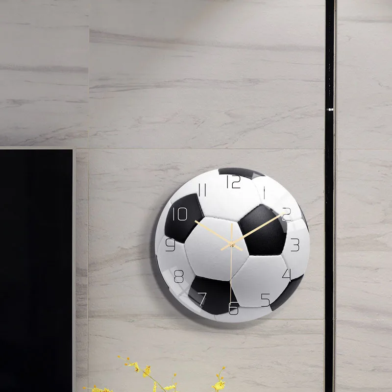 

Big Arabic Numerals Silent Mute Core Acrylic Football Wall Clock Home Office Decor Hanging Timepiece For Living Room Study