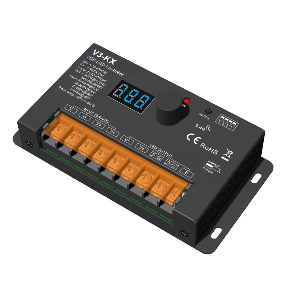 CENFAYAN Knob Controller Switch RGB CCT Single Color LED Light Dimmer 3CH Brightness Dimming for Multi-Color LED Light Strip 24V