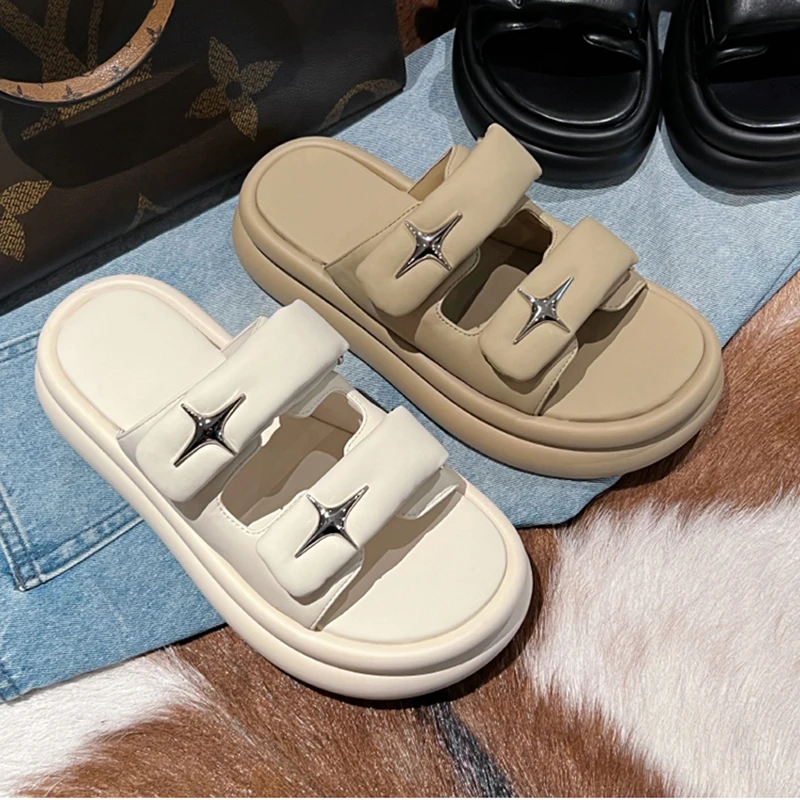 5cm Platform Slippers Summer Women\'s Clogs Indoor Home Slides Casual Shoes Female Outdoor Garden Shoes Beach Sandals Flip Flops