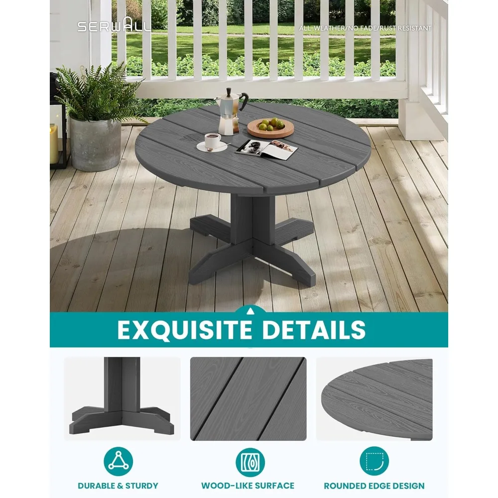 Tavolino da caffè rotondo da esterno da 36'' - Tavolo da patio resistente alle intemperie per balcone, giardino, cortile (grigio)