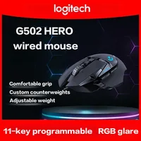 Logitech G502 HERO Cable juego ratón e-sports comiendo pollo ratón mecánico luz RGB se puede equilibrar para comer pollo Macro Prog