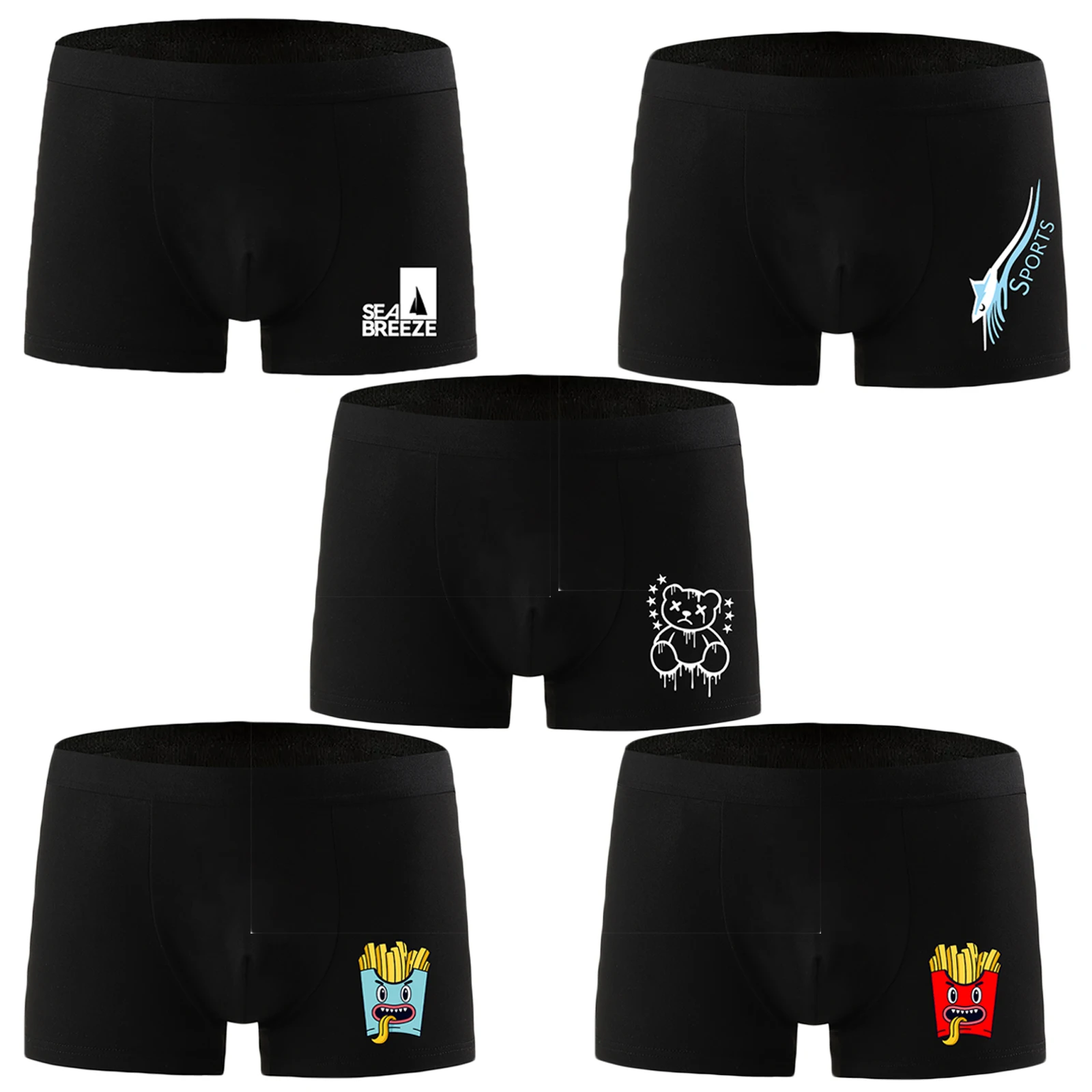 Męskie seksowne, oddychające bokserki typu slipy plus size z niskim stanem, majtki z wypukłym przodem U, modne, drukowane, obcisłe, bezszwowe majtki męskie.