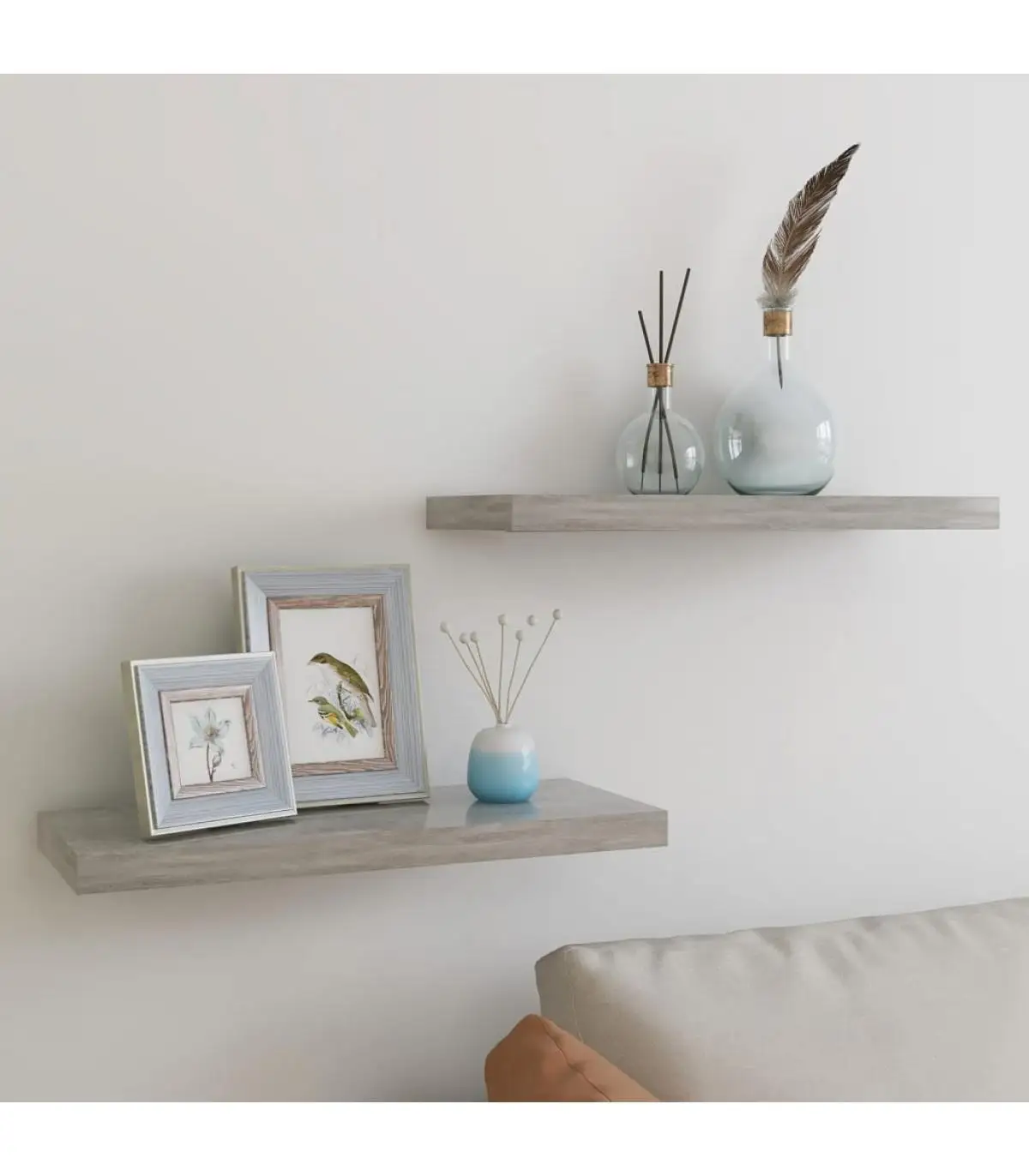 Shelves and shelving shelf floating wall 2 PAs gray concrete MDF 60x23,5x3,8 cm