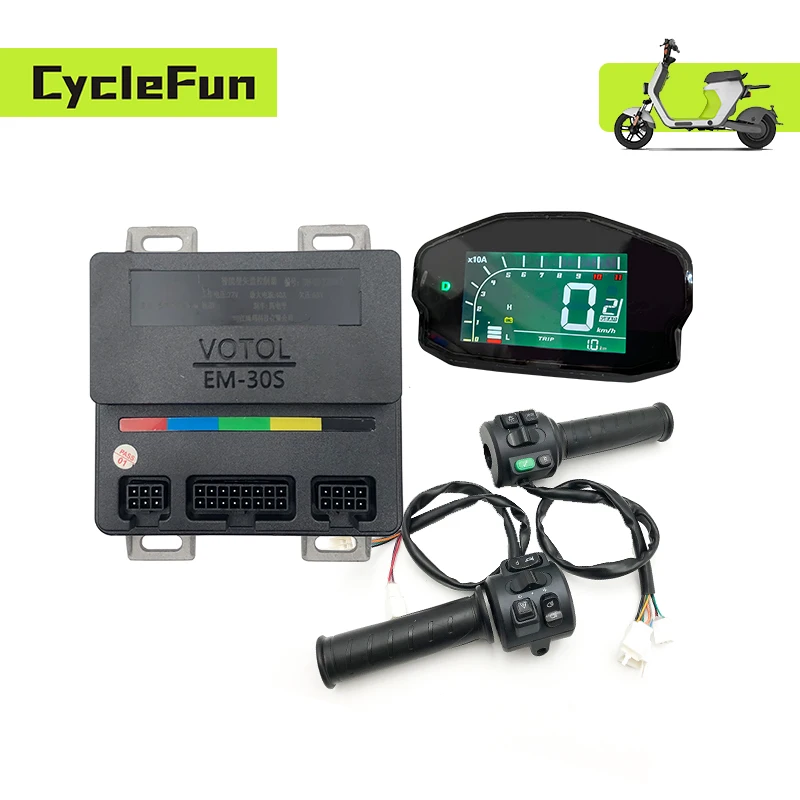 VOTOL 120A  EM30S 500W-1.5KW 48V/72V Sine Wave Controller With DKD One-lin Display And T08 Throttle For Electric Scooter E-bike