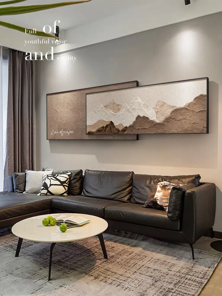 Living Room Decorative Painting Wabi Sand Wind Sofa Background Wall Hanging Painting Superimposed Mural